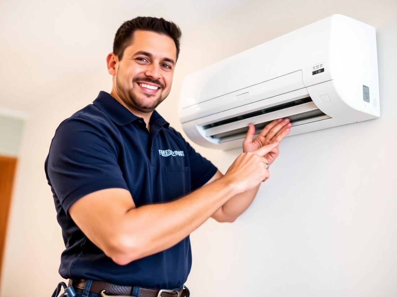 Freedom Frost engineer installing AC unit