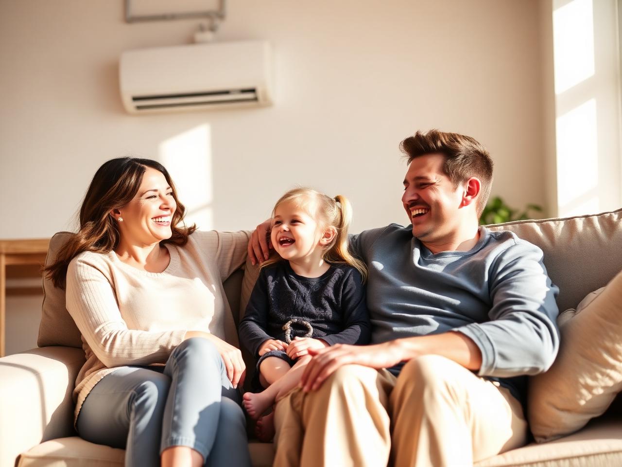Happy family relaxing in a cool British home