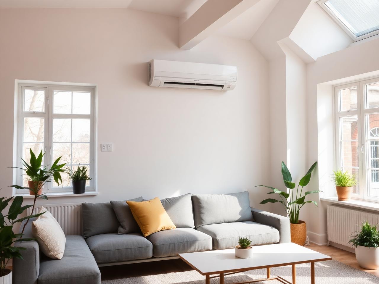 Modern living room with installed AC